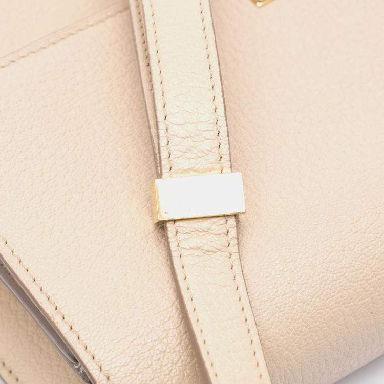 Pre Owned Celine Beige Medium Calfskin Classic Box  Shoulder Bag