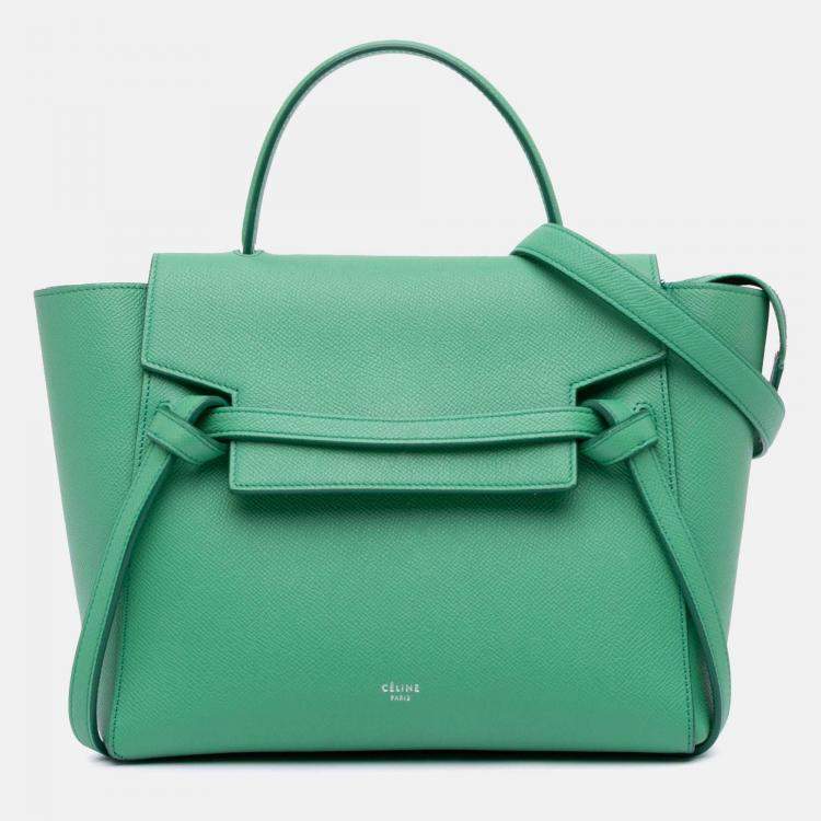 Pre Owned Celine Green Mini Grained Calfskin Belt Bag