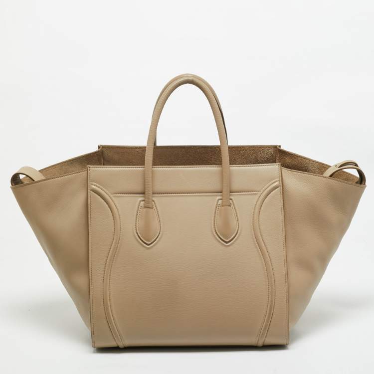 Pre Owned Celine Beige Leather Medium Phantom Luggage Tote