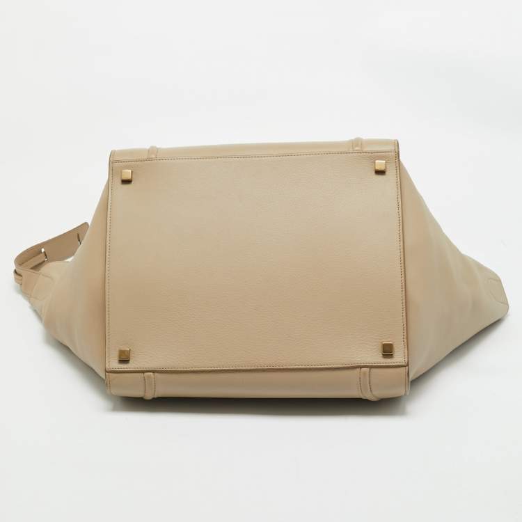Pre Owned Celine Beige Leather Medium Phantom Luggage Tote