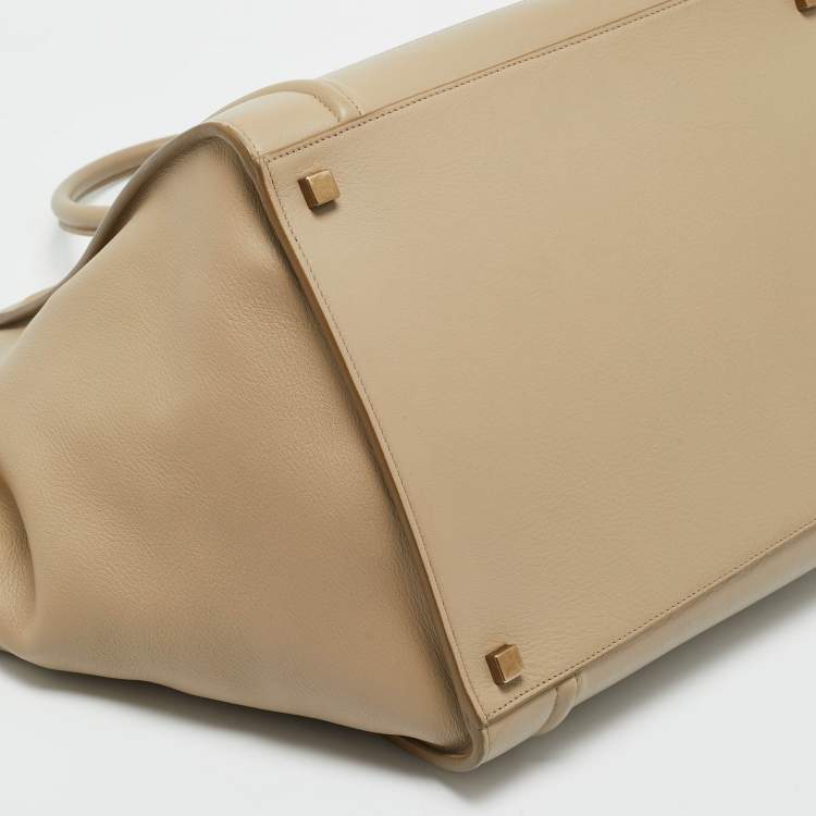 Pre Owned Celine Beige Leather Medium Phantom Luggage Tote