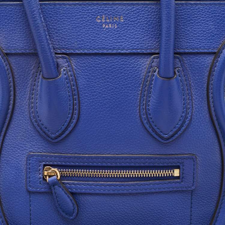 Pre Owned Celine Blue Leather Micro Luggage Tote