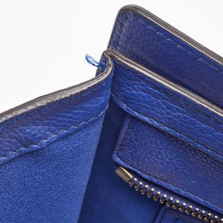 Pre Owned Celine Blue Leather Micro Luggage Tote