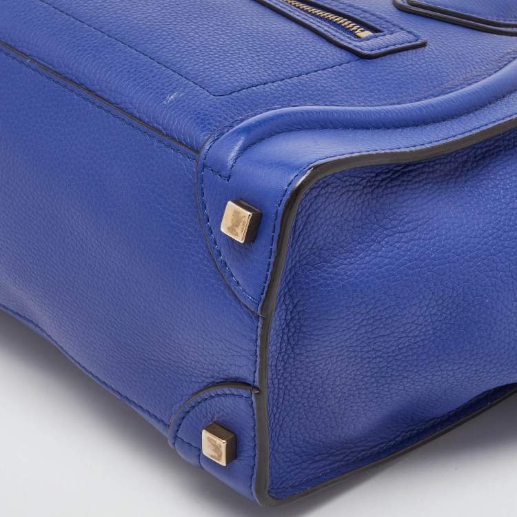 Pre Owned Celine Blue Leather Micro Luggage Tote