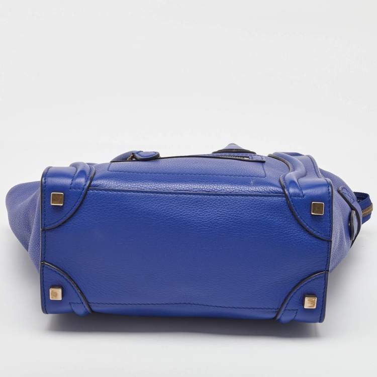 Pre Owned Celine Blue Leather Micro Luggage Tote