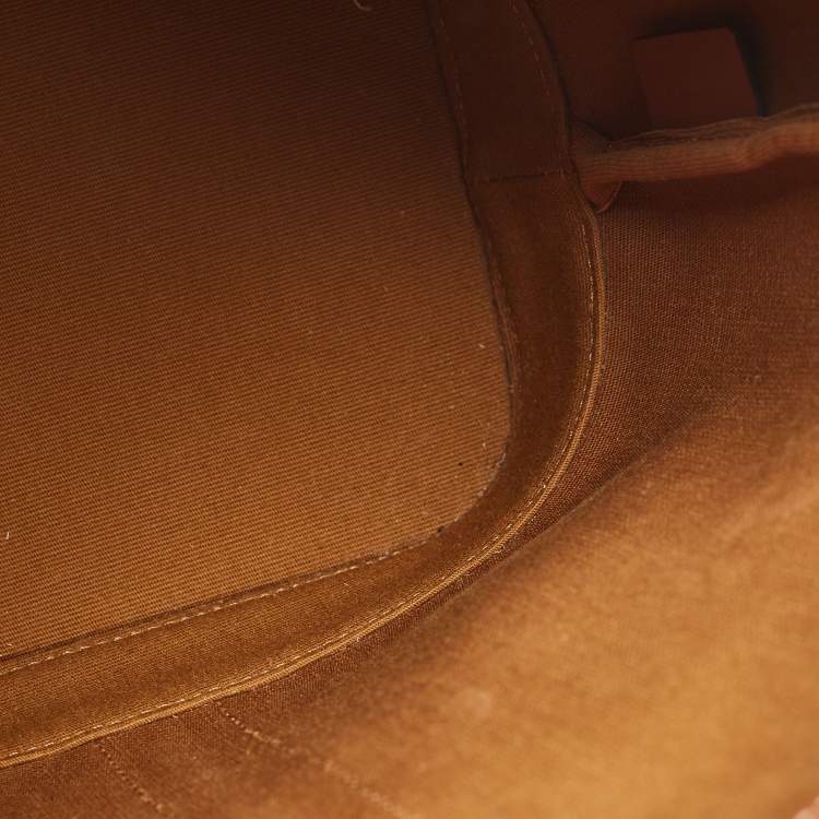 Pre Owned Celine White/Tan Triomphe Canvas Small Bucket Bag