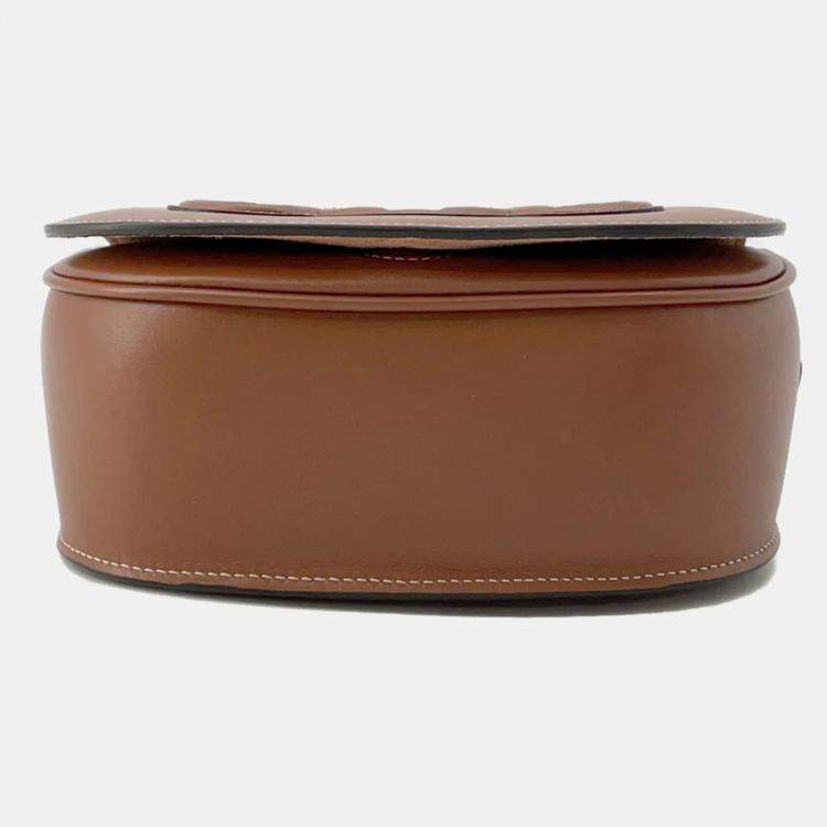 Pre Owned Celine Cuir Folco Triomphe Shoulder Bag Tan Calf Leather