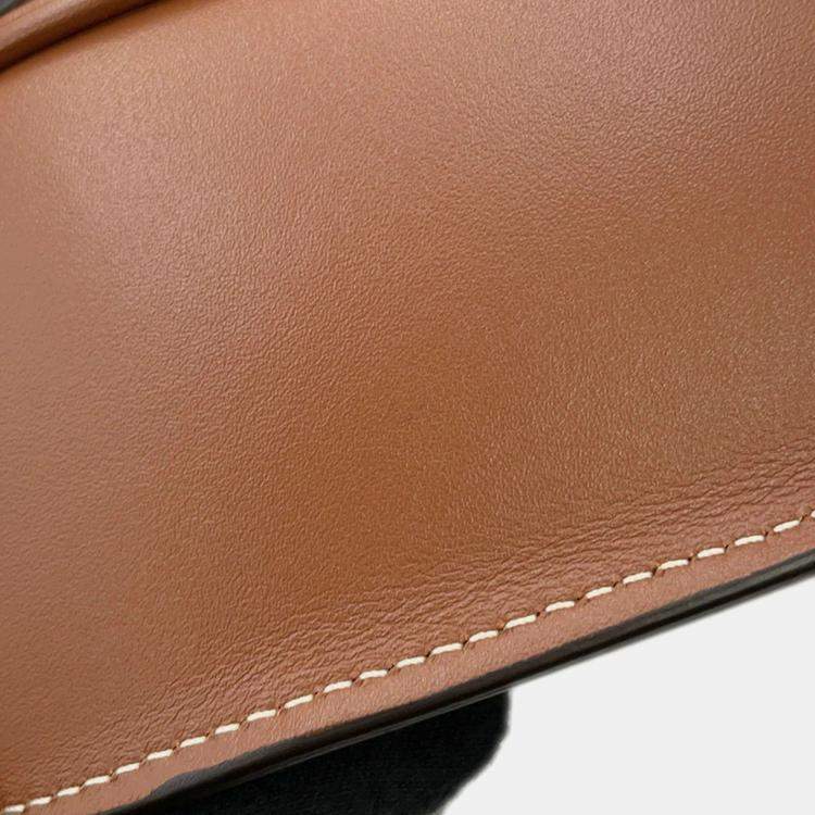 Pre Owned Celine Cuir Folco Triomphe Shoulder Bag Tan Calf Leather