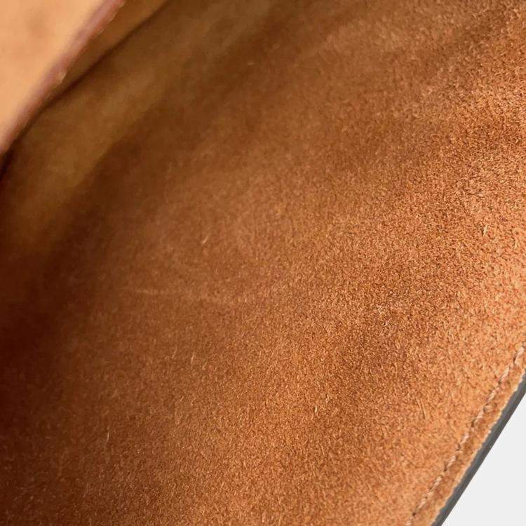 Pre Owned Celine Cuir Folco Triomphe Shoulder Bag Tan Calf Leather