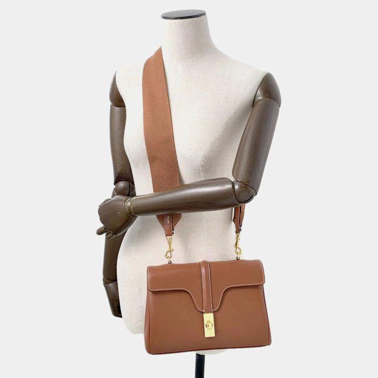 Pre Owned Celine Teen Soft 16 Tan Leather Shoulder Bag