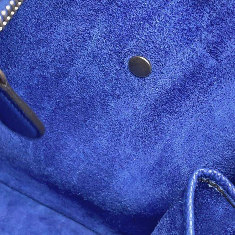Pre Owned Celine Luggage Micro Blue Leather Tote Bag