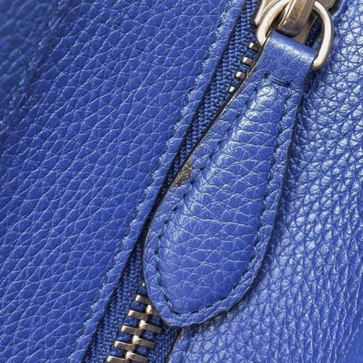 Pre Owned Celine Luggage Micro Blue Leather Tote Bag