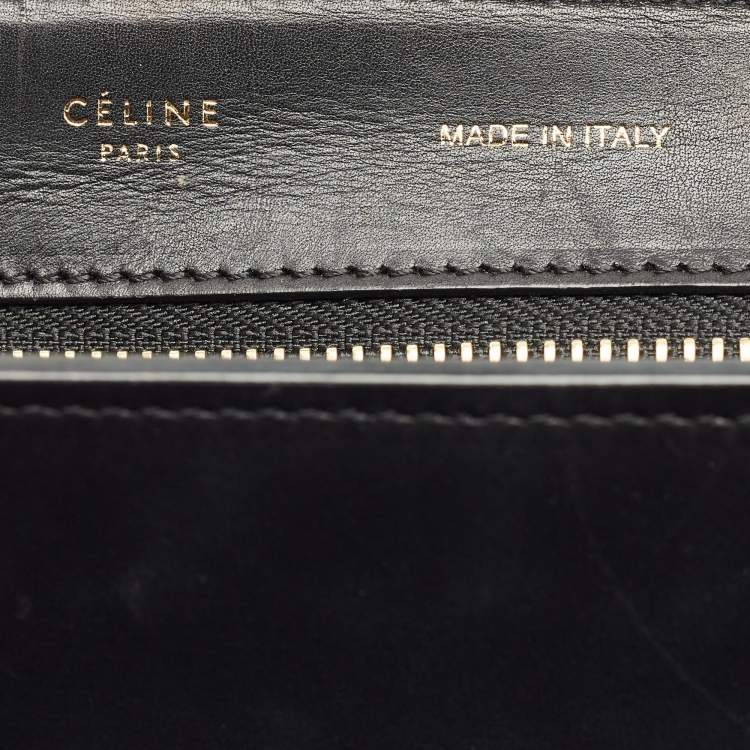 Pre Owned Celine Blue/Black Python and Leather Medium Trapeze Bag