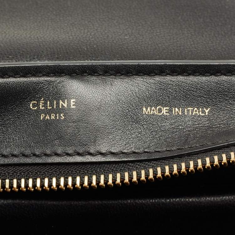 Pre Owned Celine Tri Color Leather and Canvas Medium Trapeze Bag