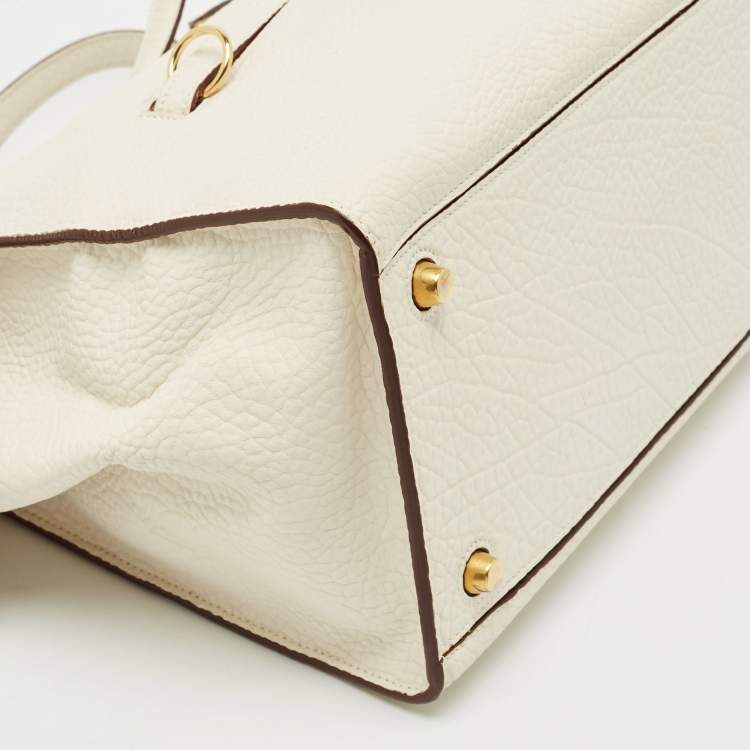 Pre Owned Celine White Leather Small Ring Satchel
