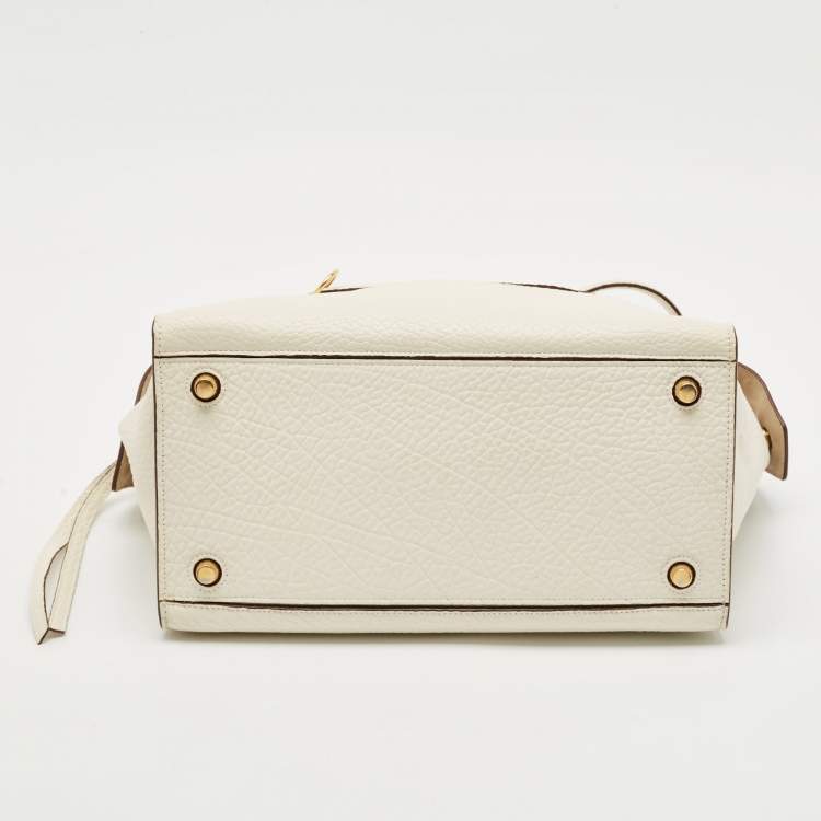 Pre Owned Celine White Leather Small Ring Satchel