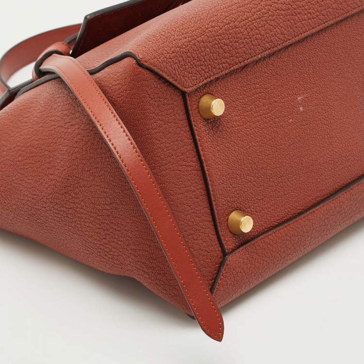 Pre Owned Celine Brown Leather Mini Belt Top Handle Bag