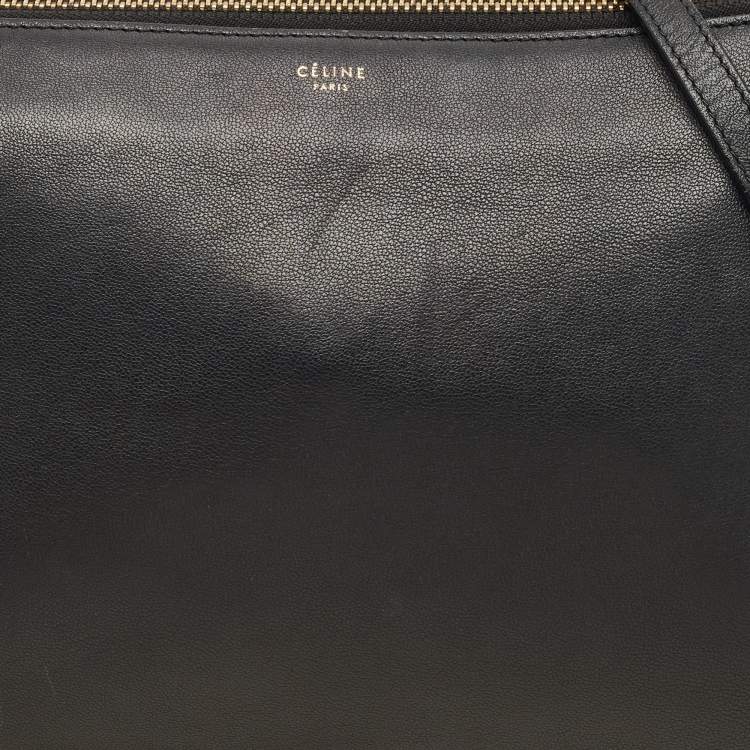 Pre Owned Céline Black Leather Large Trio Crossbody Bag
