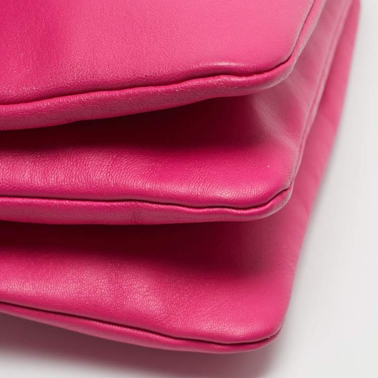 Pre Owned Celine Fuchsia Leather Small Trio Crossbody Bag