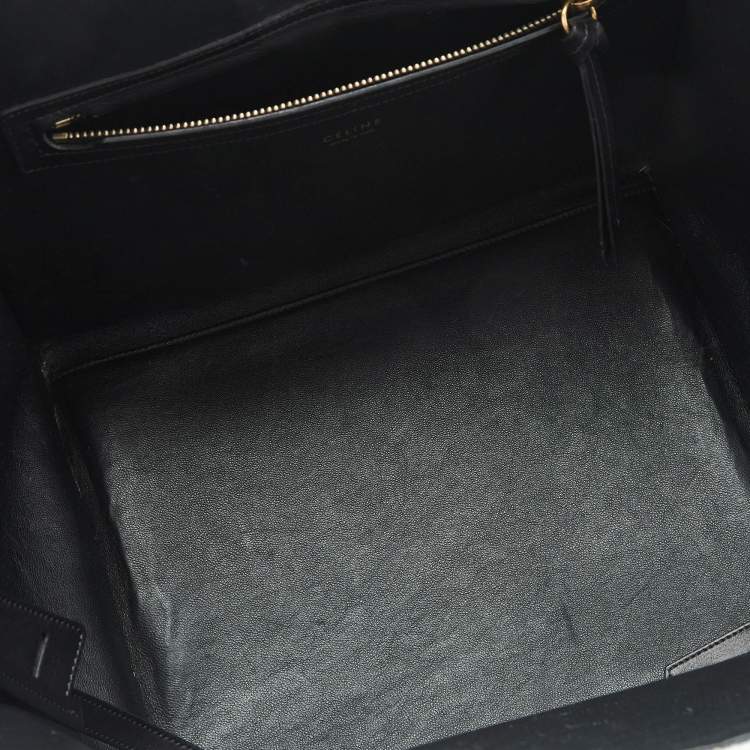 Pre Owned Celine Purple/White Gingham Woven Straw Medium Phantom Luggage Tote