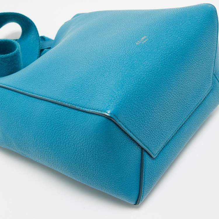 Pre Owned Celine Blue Leather Small Seau Sangle Bucket Bag