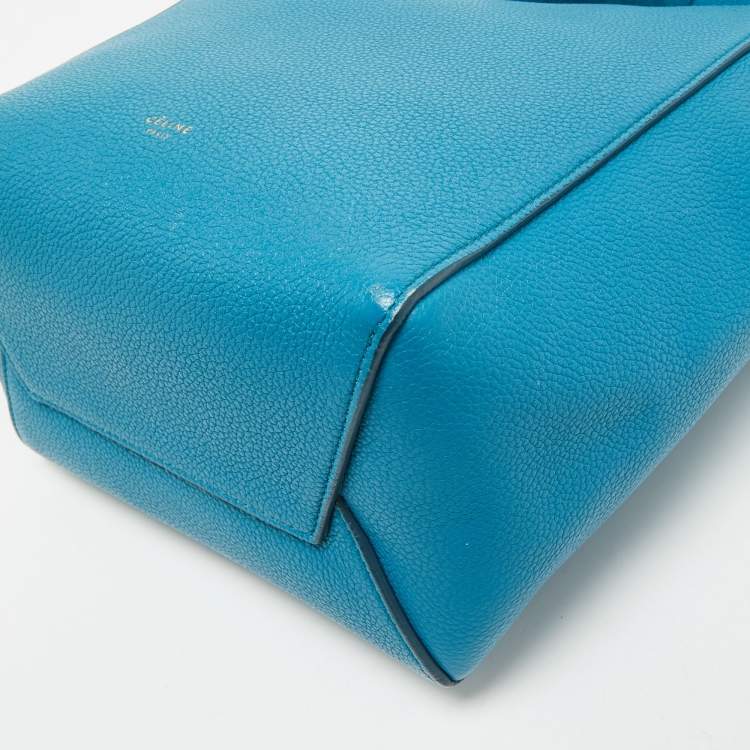 Pre Owned Celine Blue Leather Small Seau Sangle Bucket Bag