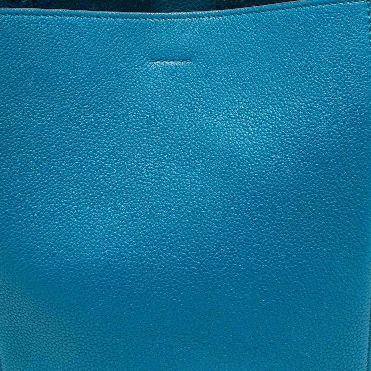 Pre Owned Celine Blue Leather Small Seau Sangle Bucket Bag