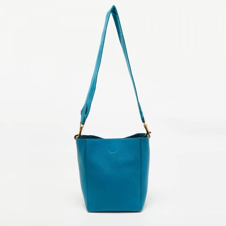 Pre Owned Celine Blue Leather Small Seau Sangle Bucket Bag
