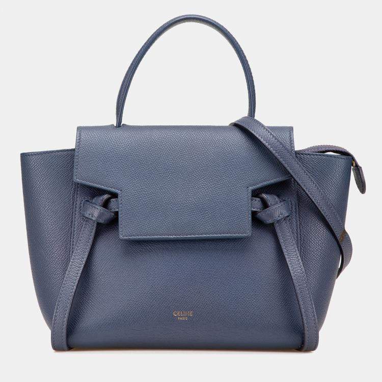 Pre Owned Celine Blue Nano Grained Calfskin Belt Bag