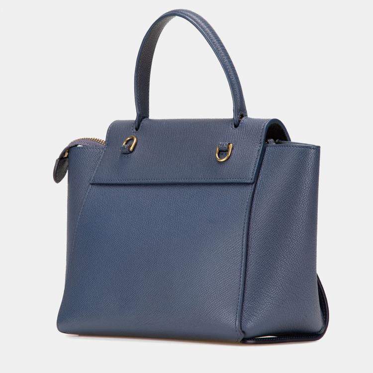 Pre Owned Celine Blue Nano Grained Calfskin Belt Bag