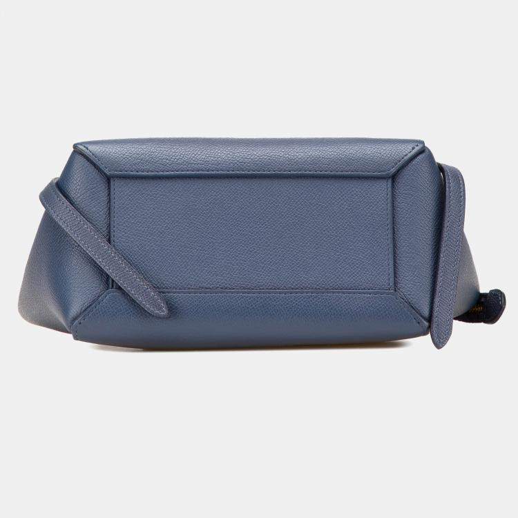 Pre Owned Celine Blue Nano Grained Calfskin Belt Bag