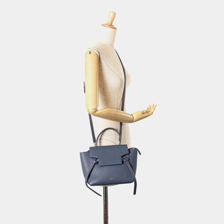 Pre Owned Celine Blue Nano Grained Calfskin Belt Bag