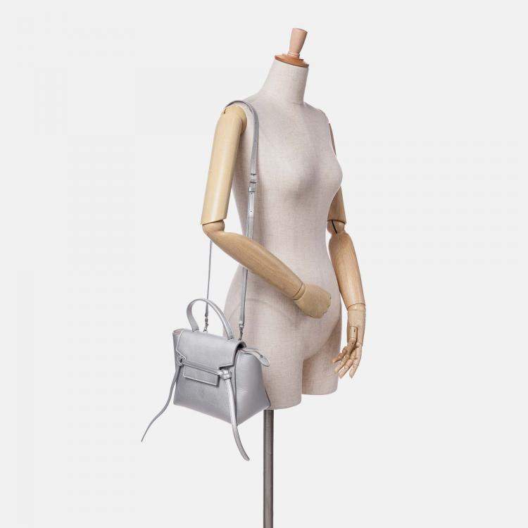 Pre Owned Celine Grey Nano Laminated Calfskin Belt Bag