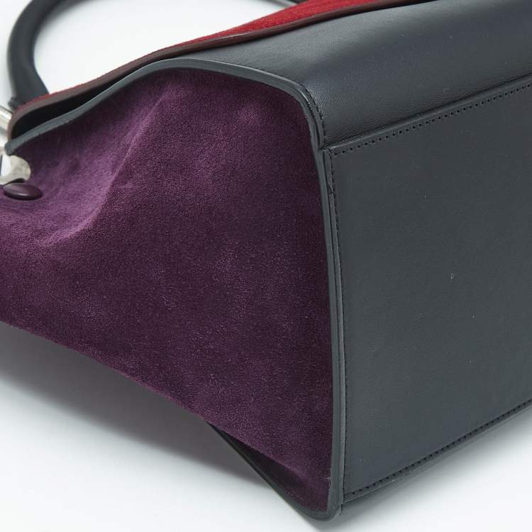 Pre Owned Celine Tricolor Leather and Suede Small Trapeze Top Handle Bag
