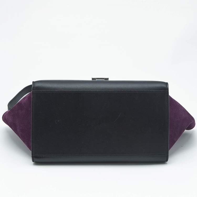 Pre Owned Celine Tricolor Leather and Suede Small Trapeze Top Handle Bag