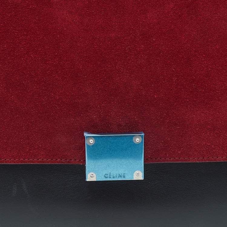 Pre Owned Celine Tricolor Leather and Suede Small Trapeze Top Handle Bag