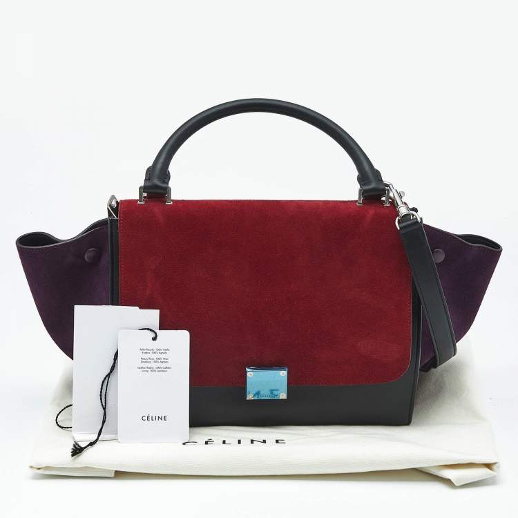 Pre Owned Celine Tricolor Leather and Suede Small Trapeze Top Handle Bag