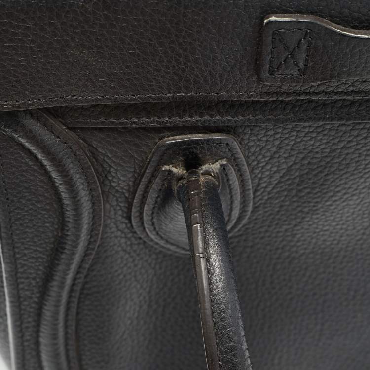 Pre Owned Celine Black Leather Nano Luggage Tote