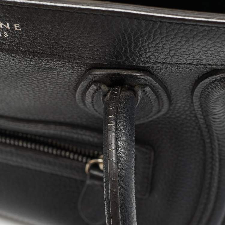 Pre Owned Celine Black Leather Nano Luggage Tote