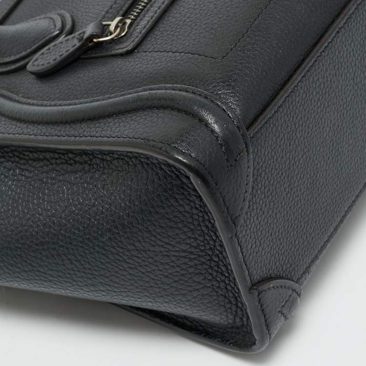 Pre Owned Celine Black Leather Nano Luggage Tote