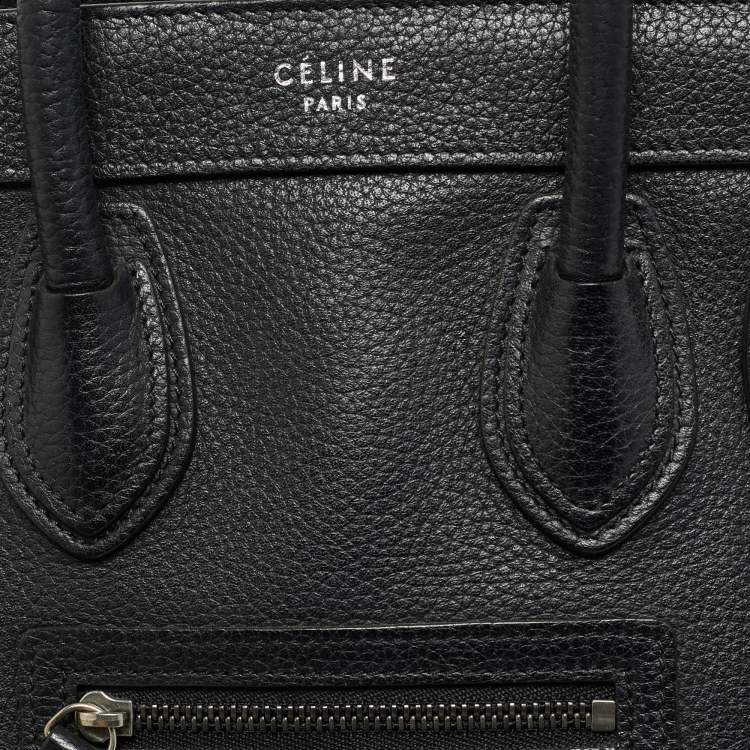 Pre Owned Celine Black Leather Nano Luggage Tote