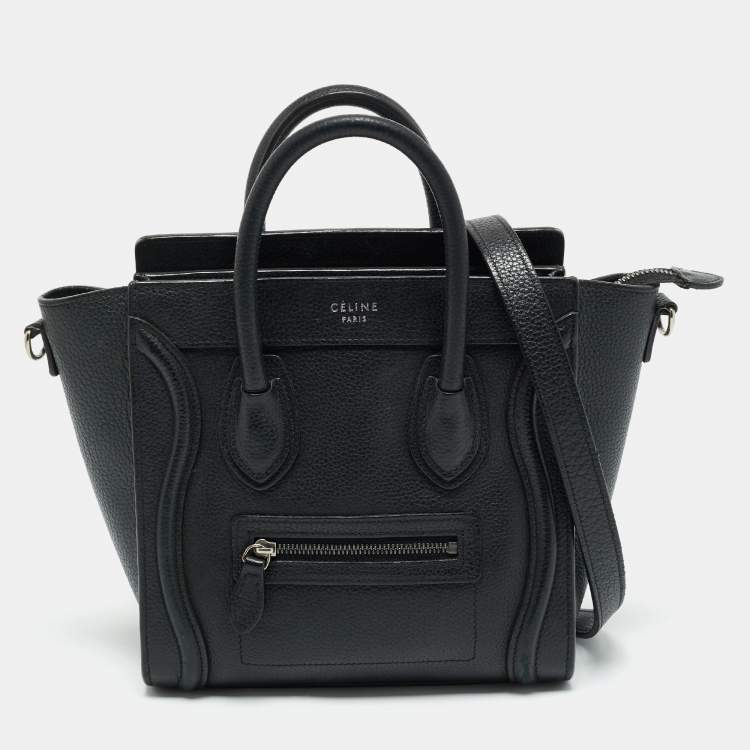 Pre Owned Celine Black Leather Nano Luggage Tote