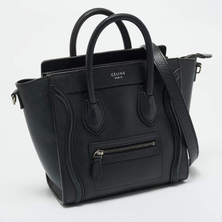 Pre Owned Celine Black Leather Nano Luggage Tote