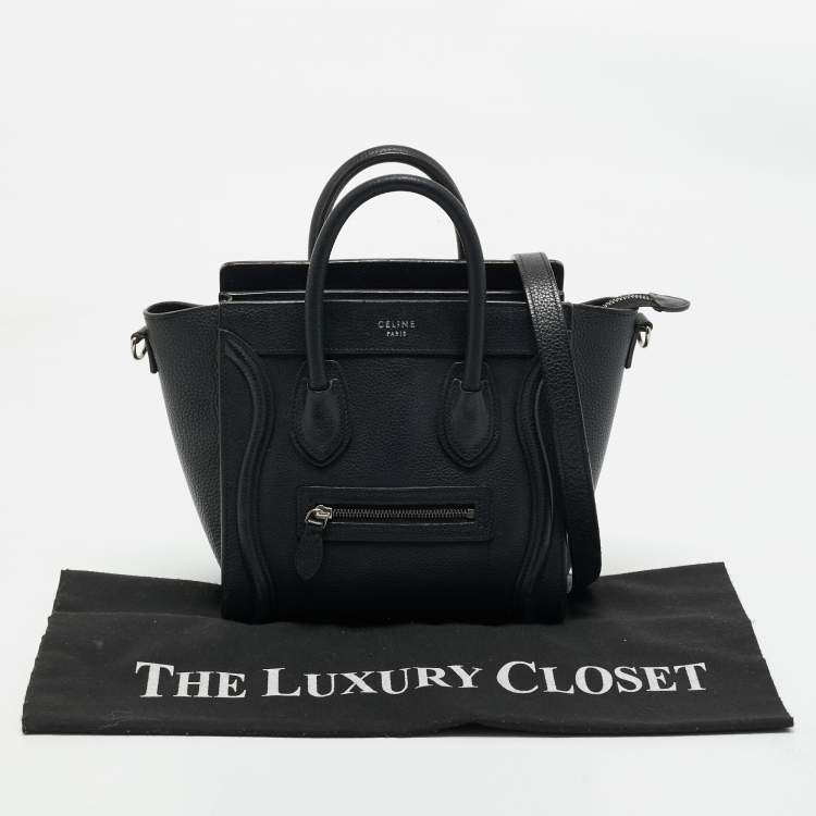 Pre Owned Celine Black Leather Nano Luggage Tote