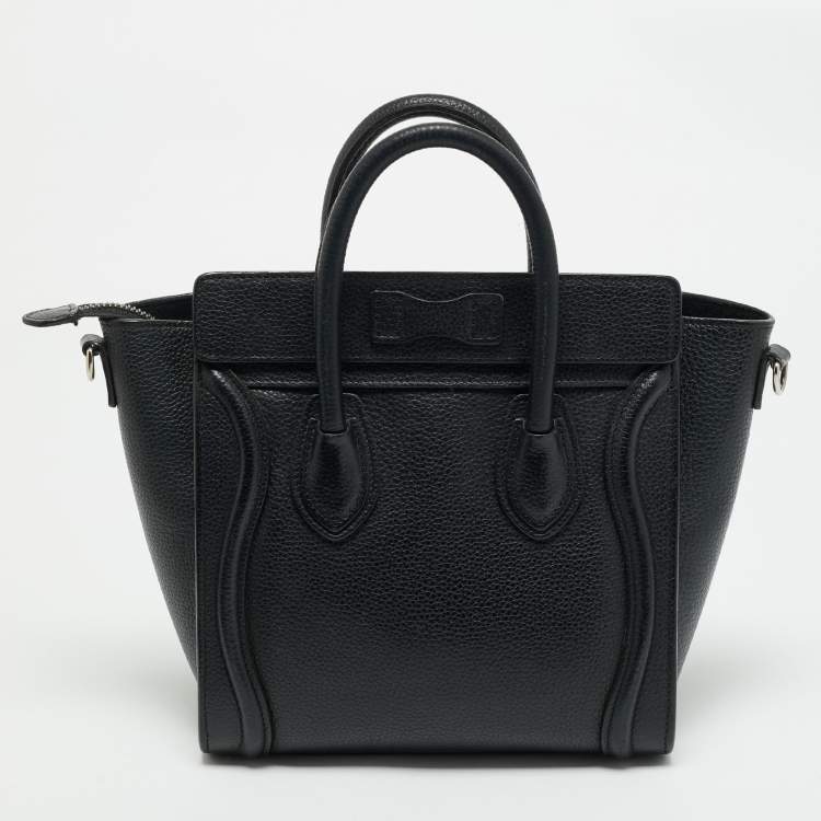 Pre Owned Celine Black Leather Nano Luggage Tote