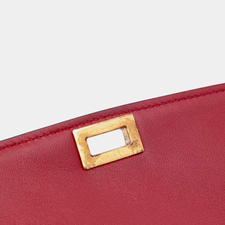 Pre Owned Celine Red Medium Calfskin Classic Box