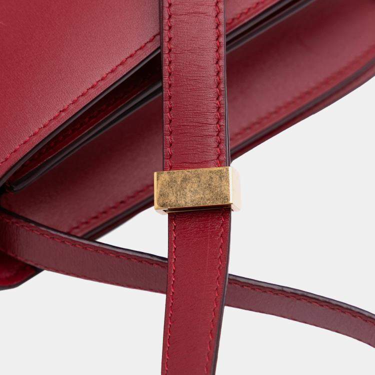 Pre Owned Celine Red Medium Calfskin Classic Box