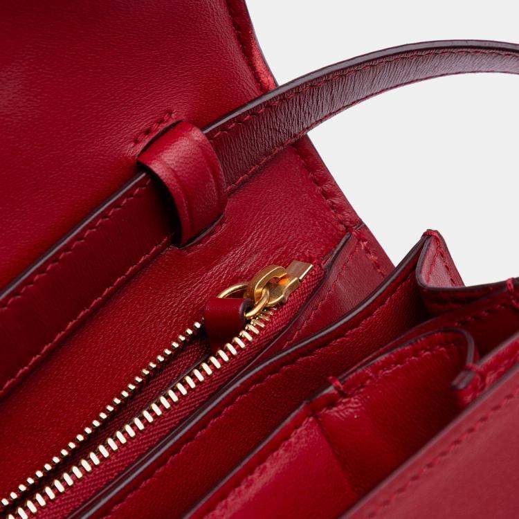 Pre Owned Celine Red Medium Calfskin Classic Box