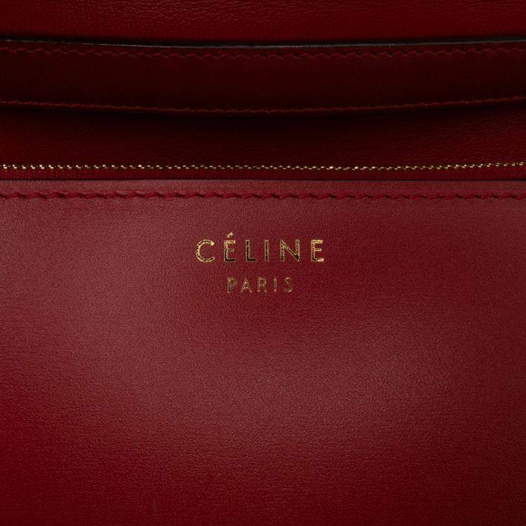 Pre Owned Celine Red Medium Calfskin Classic Box