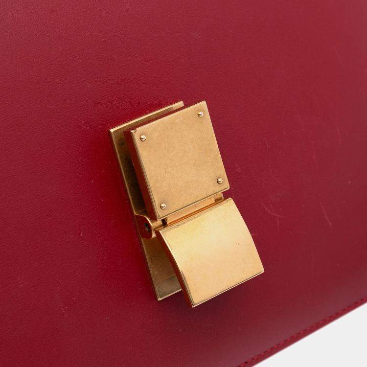 Pre Owned Celine Red Medium Calfskin Classic Box